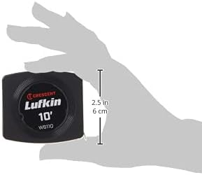 Crescent Lufkin 1/4" x 10' Pee Wee Yellow Clad Pocket Tape Measure - W6110 , Black...