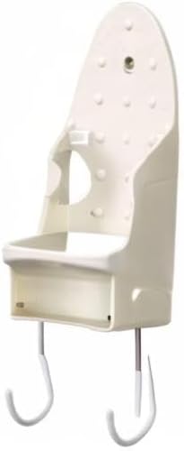 Household Essentials 166-1 Iron Wall Mount with Attached Ironing Board Hooks,White...