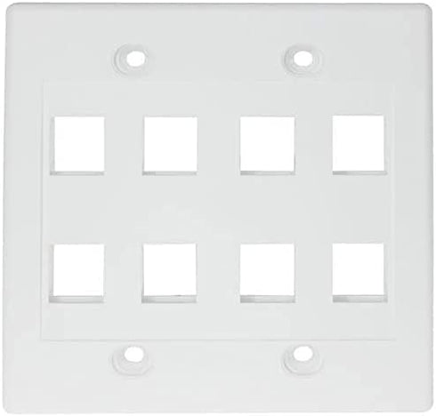 RiteAV - Keystone Wall Plate Double Gang 8-Port White (1 Piece Flush)...
