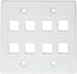 RiteAV - Keystone Wall Plate Double Gang 8-Port White (1 Piece Flush)...