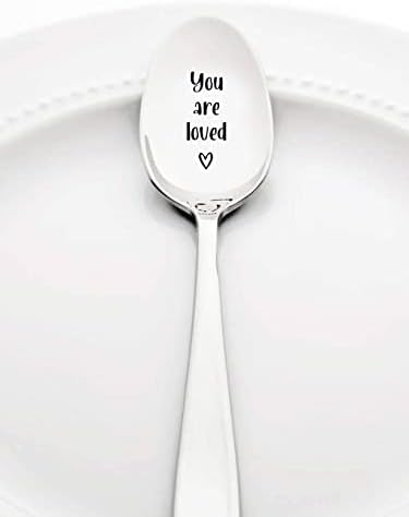 You Are Loved Engraved Stainless Steel, Inspirational Motivational Coffee Tea Spoon Gift for Men Women Friends Birthday Christmas Gifts, Silver, 7...