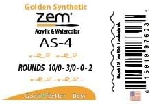 ZEM Brush Golden Synthetic Small Detail Round Artist Brush Set Sizes 10/0, 3/0, 0, 2...
