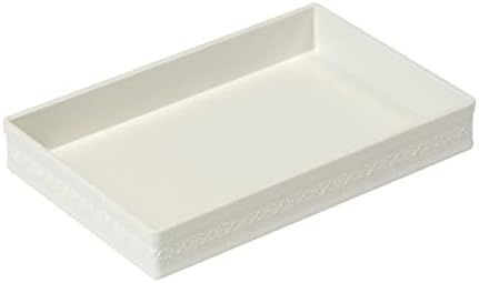Elegance System Embossed Design Organizer Tray #3 Desktop Vanity Drawer Jewelry Stationery Make-up Storage Bin Dressing Table Organizing Box, Whit...