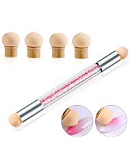 WOKOTO Nail Art Sponge brush Dual Gradient Nail Art Brush Painting Pens With 4 Additional Sponge Heads...