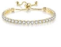 18K Yellow Gold 3 Set Created White Sapphire Round Necklace, Earrings And Tennis Bracelet Plated...