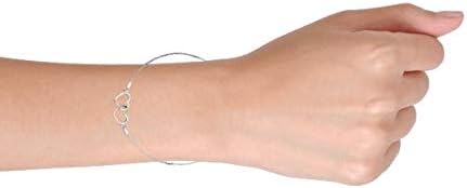 Bling Jewelry Romantic Open Interlocking Danity Bow Hearts Anklet Ankle Bracelet For Women .925 Sterling Silver Adjustable 9 To 10 Inch With Exten...