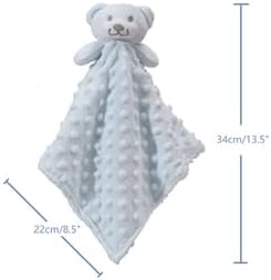 CREVENT Cozy Plush Baby Security Blanket Loveys for Baby Boys, Minky Dot Front + Sherpa Backing with Animal Face (Blue Bear)...