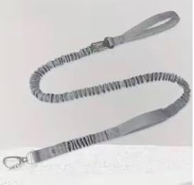 Heavy Duty Strong Bungee Dog Leash, Tactical Dog Leash with 2 Handles, Highly Shock Absorbing Leashes with Seatbelt Buckle (Gray)...
