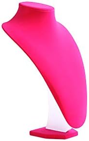 Comelyjewel Set of 3 9" Pink Velvet Necklace Bust Holder & 1 Row Bracelet Holder, Women Accessories Organizer Chain Storage, Display Stand Mannequ...