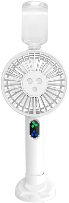 Portable Fan, Portable Water Spray Mist Fan Electric, USB Rechargeable Hand Mini Fan, Cell Phone Holder, 3 Speed Levels and a Button Switch (White...