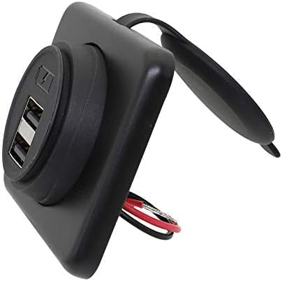 RV USB Outlet DAMAVO YM1236 Panel Dual Port Charger Socket, 12V-24V Car Charger Female, Bus, Boat, Automotive Marine ATV Truck (Surface Mount Inst...