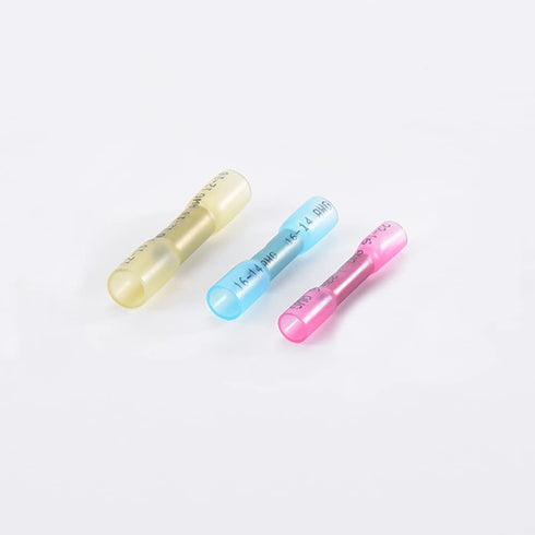 100PCS Heat Shrink Butt Connectors, Red 22-16 AWG Waterproof Crimp Terminals Wire Splice Connectors, Electrical Connectors, Butt Splice for Marine...