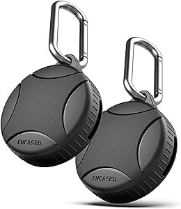 Encased Waterproof Airtag Case Compatible with Apple Airtag Keychain Holder Black (2)...