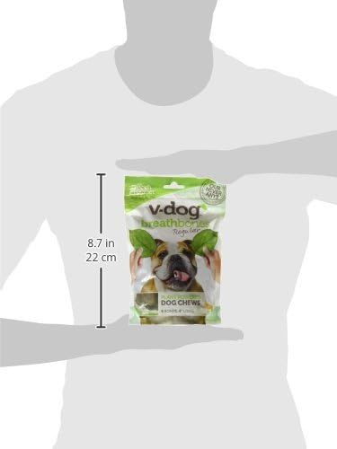 V-dog Dog Treats - Vegan Breathbone Teeth Cleaning Dental Dog Bones - Fresh Breath - 8 Ounces - All Natural - Made in USA - 6 Bones - 4" Long - Ea...