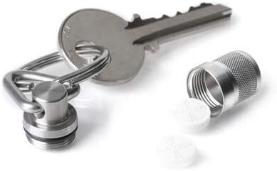 GUS Micro Pill Fob, Made in USA, Stainless Steel Keychain Pill Holder, Holds Two Emergency Aspirin, Ultra Compact Design...