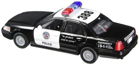 KiNSMART Ford Crown Victoria 5" 1:42 Scale Police Interceptor Car w/Pullback Action...
