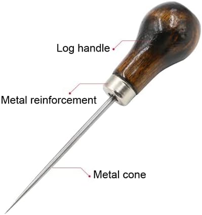 VIUJUH 2 Pack Awl,Gourd Shape Awl Tailors Awl Wood Handle Scratch Awl Sewing Awl Tool for Leather (2 Pack)...