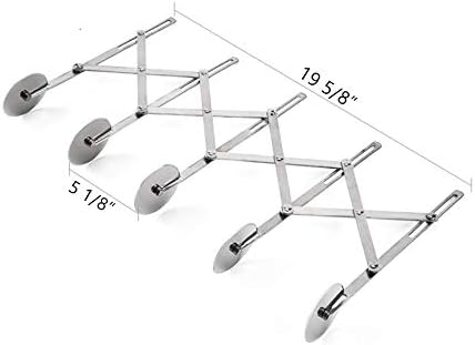 Stainless Steel 5 Wheel Pastry Cutter, Adjustable Baking Cutter Roller, Cookie Dough Cutter Divider, Pizza Slicer, 9.0x2.0 inches, 0.2 kg...
