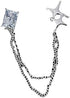 Silver alloy zircon star tassel chain brooch pin square accessory corsage anti-glare...