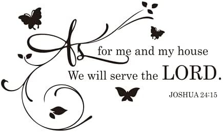Joshua Quotes Wall Decal As for me and My House We Will Serve The Lord Bible Verse Lettering Wall Sticker Removable Mural for Living Room Kids Roo...