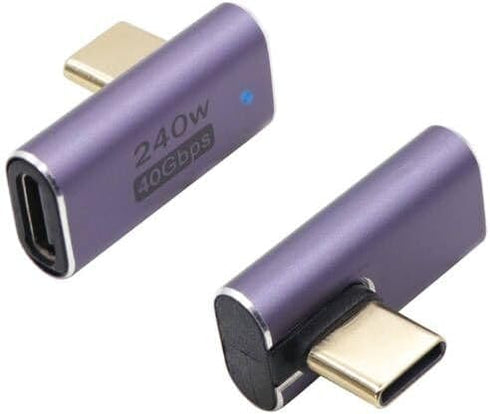 RIIEYOCA 8K 90 Degree USB C 4.0 Male to Female Adapter, 240W 40Gbps Transmission Speed 8K 60HZ, LED Lights Designed for Tablets, Laptops, Phones, ...