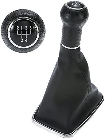5-Speed Gear Shift Knob Gaitor Boot Cover PU Leather Black for VW 1999-2004 MK4 Golf GTI R32 / 1999-2004 MK4 Jetta Bora...