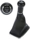 5-Speed Gear Shift Knob Gaitor Boot Cover PU Leather Black for VW 1999-2004 MK4 Golf GTI R32 / 1999-2004 MK4 Jetta Bora...