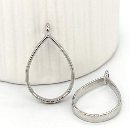 MIAO JIN 60 Pcs Teardrop Bezel Pendant Blanks Oval Blank Frame Pendant for Jewelry Making (Golden, Silver, Bronze)...