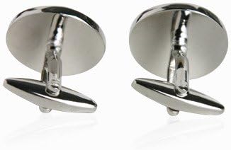 Black & White Silver Round Cuff links with Presentation Box...