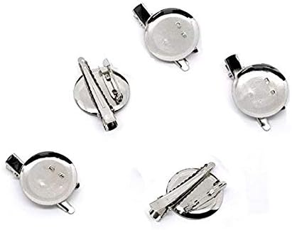 DIY Brooch,Jewelry Making Accessories 30pcs Silver Round Dual Brooch with Safe Lock pin and Hair Clip (23mm)...