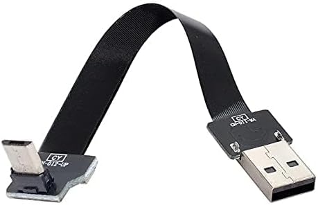 Cablecc Up Angled USB 2.0 Type-A Male to Micro USB 5Pin Male Data Flat Slim FPC Cable for FPV & Disk & Phone 200cm...