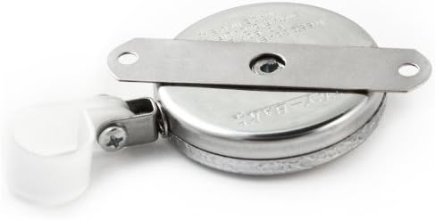KEY-BAK Industrial Retractable Reel with 48" Stainless Steel Cable, Steel Bracket Back, Chrome Front, 8 oz. Retraction, Plastic Hose Clamp...