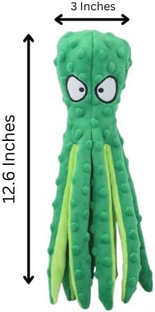 Dog Squeaky Toys Octopus - No Stuffing Crinkle Plush Dog Toys for Puppy Teething, Durable Interactive Chew Toys for Small, Medium and Large Dogs, ...