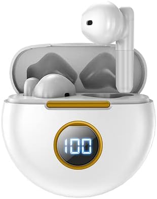 in-Ear Wireless Bluetooth 5.1 Headphones, Earbuds IPX7 Waterproof with Microphone Rechargeable USB C Case with Round LCD Display for Smartphones A...