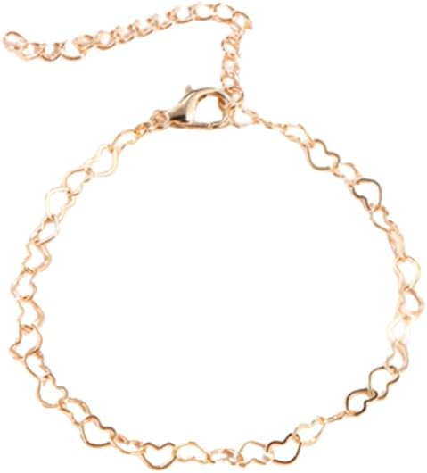 Hollow Love Heart Link Chain Bracelet Sterling Steel Bracelet for Women...