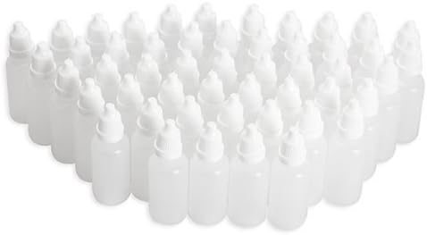 Clear 5ml/10ml/8ml/15ml/20ml/30ml/50ml White Plastic Empty Squeezable Dropper Bottles 50 Pcs Eye Liquid Dropper with Caps (20ml)...