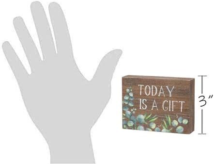 Inspirational Wood Grain Mini Block Sign, 4" (Today is a Gift)...