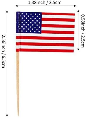 CYPS 100 Pcs USA American Flag US Toothpick Flags, Small Mini Stick Cupcake Toppers US Flags,4th of July,Veterans Day,Country Picks Party Decorati...