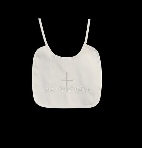 Pink Princess White Baptism Bib Boy - Christening Cotton Baby Baptism Bibs with Embroidered Cross - Baptismal Gifts and Accessories...