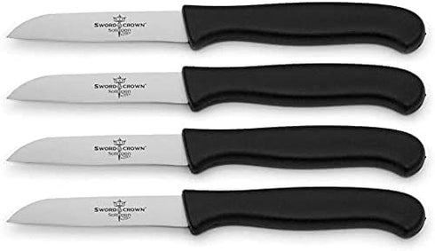 Sword & Crown Professional (Made in Germany, Solingen) Paring Knife Set of 4 Easy to Grip, Super Sharp, Rust and Corrosion Free Dishwasher Safe 3"...