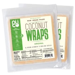 NUCO All Natural, Paleo, Gluten Free, Vegan Non-GMO, Kosher Raw Veggie NUCO Coconut Wraps Original Flavor. Low Carb and Yeast Free 10 Count (Two P...