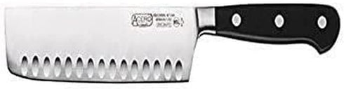 Winco KFP-73, 7" Acero Nakiri Knife, Hollow Ground Asian Style Knife with Black POM Handle, Vegetable Knife, Japanese Cleaver Chopping Knife, NSF...