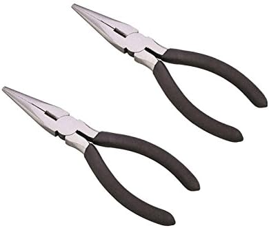 Edward Tools Long Nose Pliers with Side Cutter 6” - 2 Pack - Drop forged steel - Polished rust proof finish - Extra strength well aligned side cut...