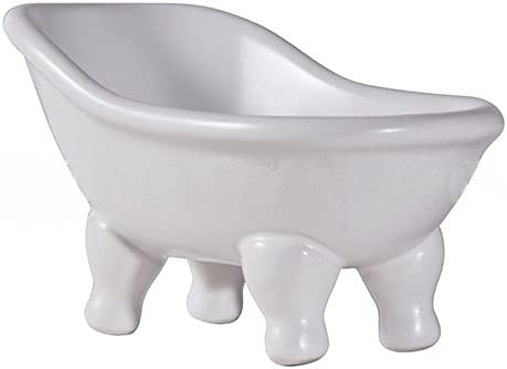 Ceramic White Clawfoot Bathtub Bar Soap Dish for Bathroom Shower Decorative Soap Dish Sponge Holder Shower Bar Soap Tray Container for Bathroom, K...
