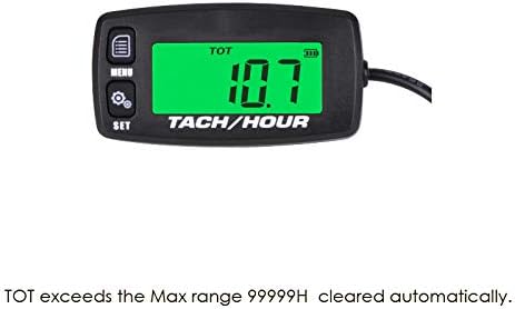 Jayron JR-HM032A Self Powered Digital Tach/Inductive/Maintenance/Waterproof/Backlit/Shutdown Hour Meter,Battery Replaceable,for Lawn Mower Tractor...