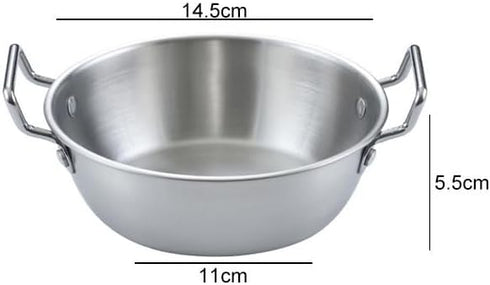 Stainless Steel Skillet,Non- stick Frying Pan with 2 Handle Stainless Steel Paella Pan Double Ear Snacks Plate Stainless Steel Scald proof Kitchen...