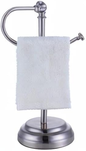 SunnyPoint Heavy Weight Classic Decorative Metal Fingertip Towel Holder Stand for Bathroom, Kitchen, Vanity and Countertops. (Brush Chrome, 13.5" ...