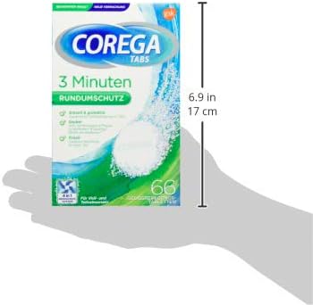 Corega Rapid Denture/Third Teeth Cleaning Sticks, 1x66 Teething Cleaning Tablets - Cleaning in 3 Minutes...