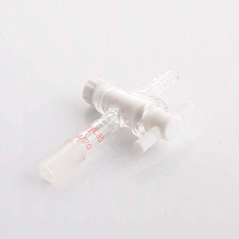 StonyLab Vacuum Flow Control Adapter with PTFE Stopcock, 14/20 Joint and Straight Hose Connection for Lab Supply...