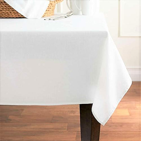 Pomp White 60" x 102" Inch Premium Polyester Tablecloth | Wrinkle + Stain Resistant Easy Care Fabric | Fits 6FT Rectangle Table...